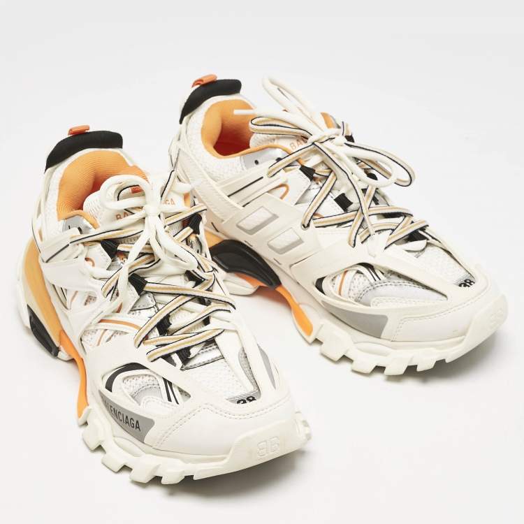 Pre Owned Balenciaga Multicolor Faux Leather and Rubber Track Low Top Sneakers Size 38
