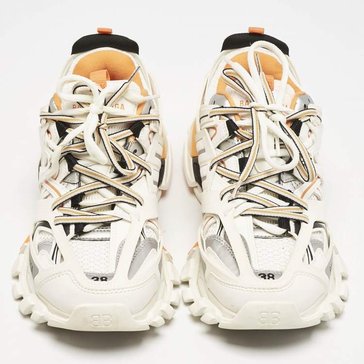 Pre Owned Balenciaga Multicolor Faux Leather and Rubber Track Low Top Sneakers Size 38