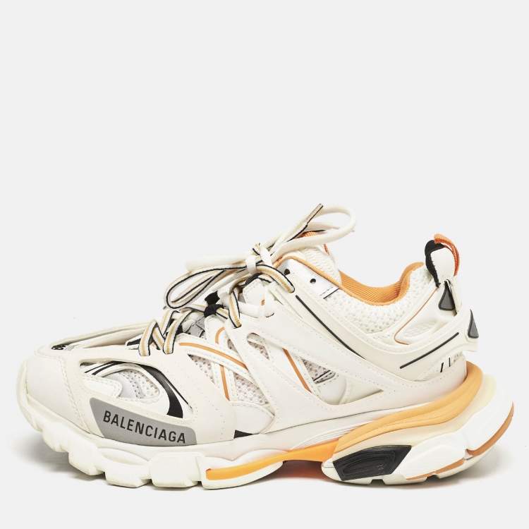 Pre Owned Balenciaga Multicolor Faux Leather and Rubber Track Low Top Sneakers Size 38