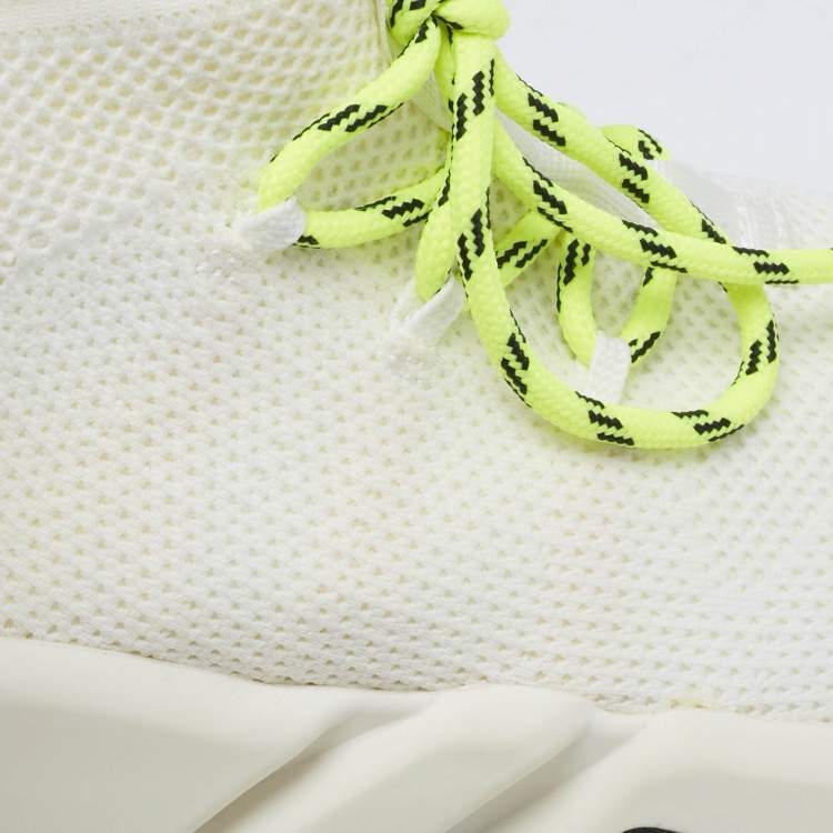 Pre Owned Balenciaga Off White Knit Fabric Speed Trainer Sneakers Size 40