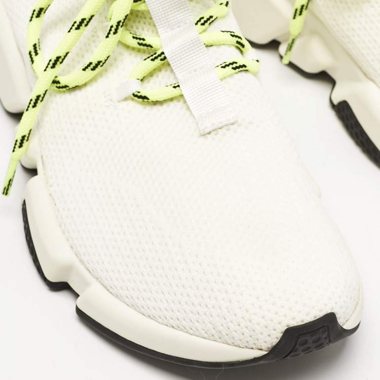 Pre Owned Balenciaga Off White Knit Fabric Speed Trainer Sneakers Size 40