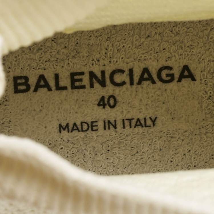 Pre Owned Balenciaga Off White Knit Fabric Speed Trainer Sneakers Size 40