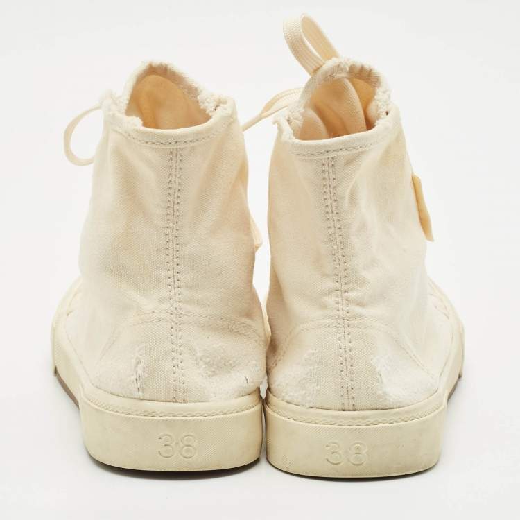 Pre Owned Balenciaga Cream Canvas High Top Sneakers Size 38
