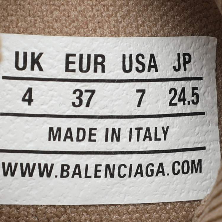 Pre Owned Balenciaga Beige Knit Fabric Speed Trainer High Top Sneakers Size 37