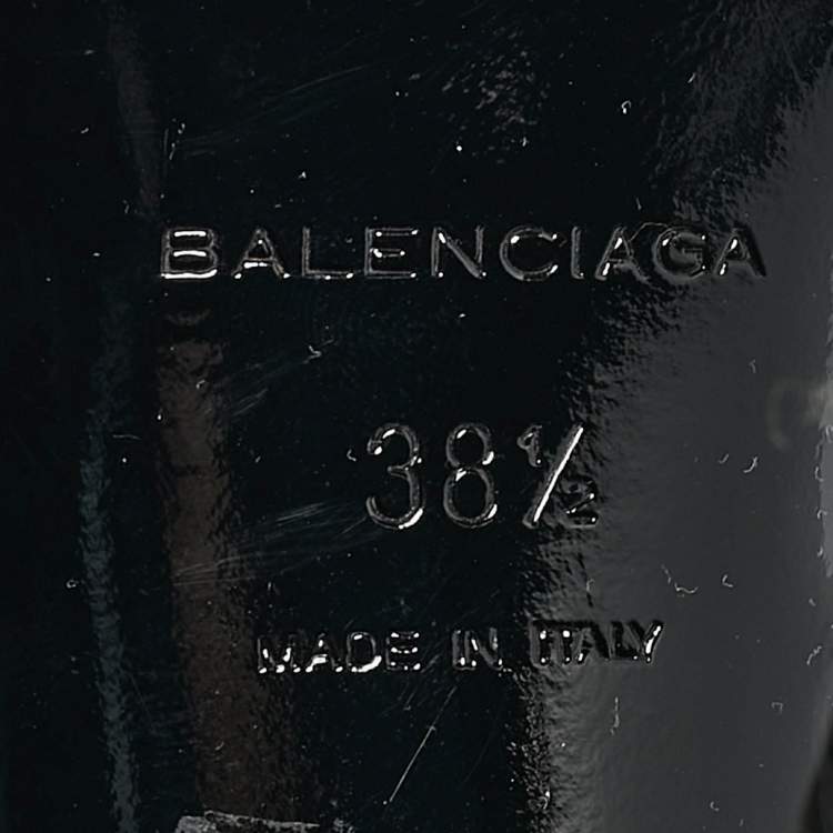 Pre Owned Balenciaga Black Patent Leather and Suede Cut Out Pumps Size 38.5