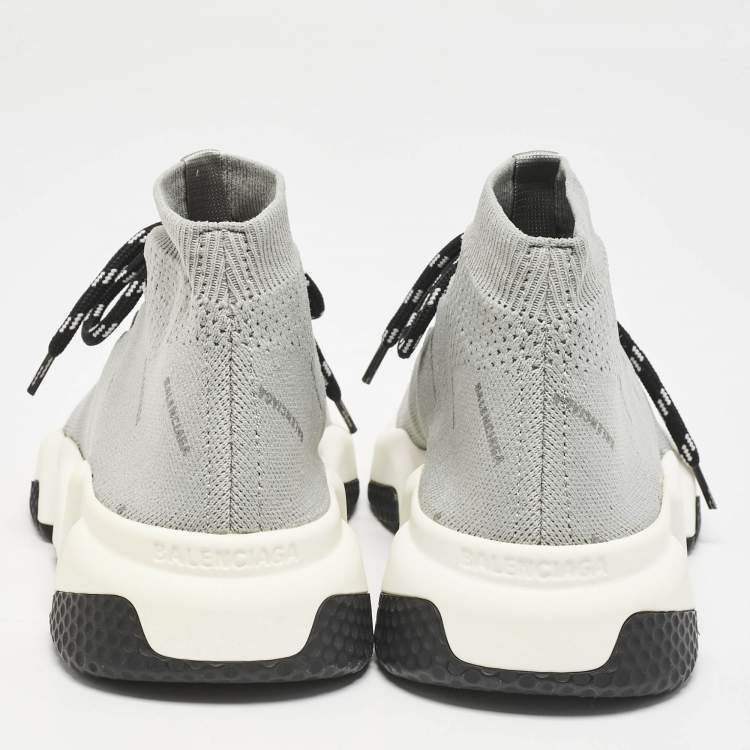 Pre Owned Balenciaga Grey Knit Fabric Speed Trainer Sneakers Size 37