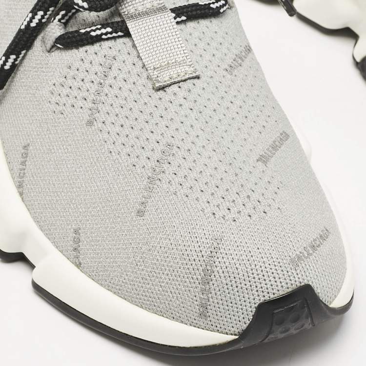 Pre Owned Balenciaga Grey Knit Fabric Speed Trainer Sneakers Size 37