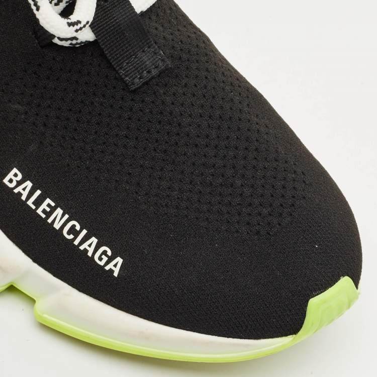 Pre Owned Balenciaga Black Knit Fabric Speed Trainer Sneakers Size 40