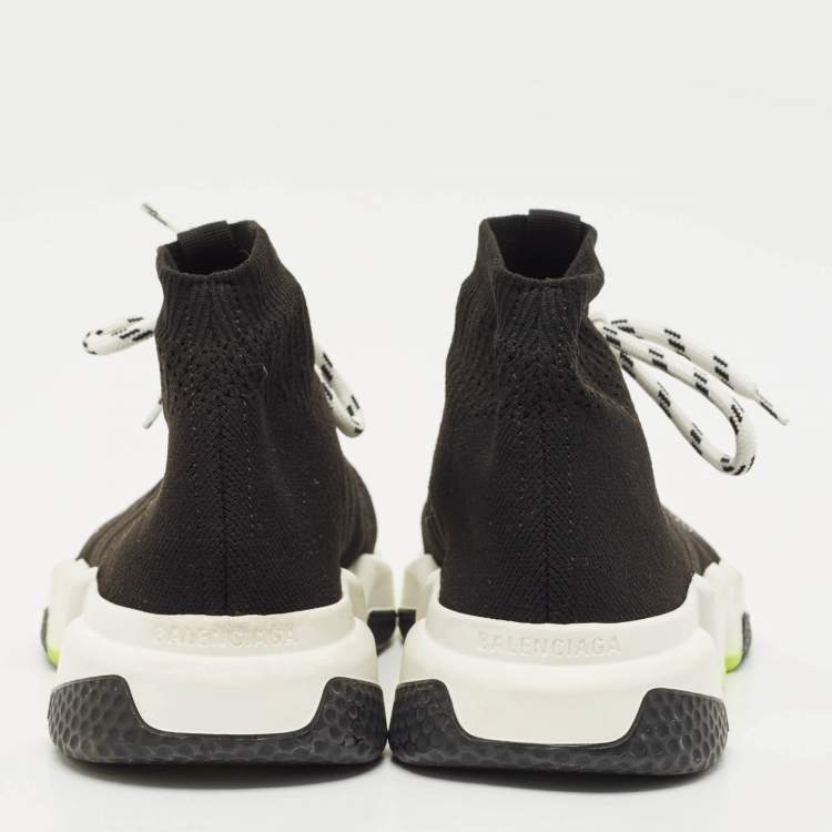 Pre Owned Balenciaga Black Knit Fabric Speed Trainer Sneakers Size 40