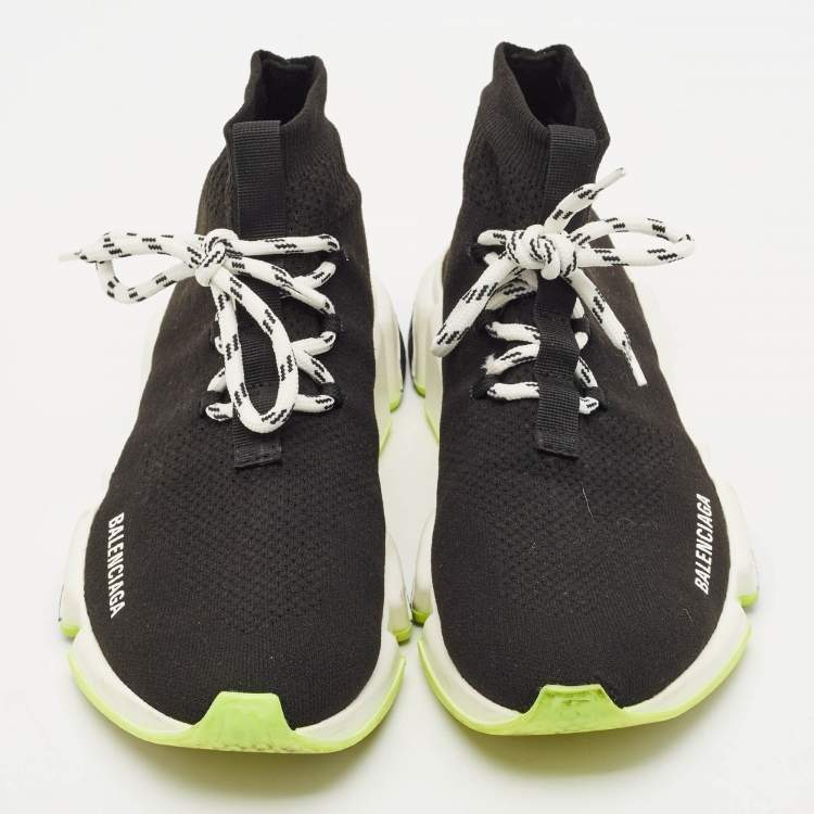 Pre Owned Balenciaga Black Knit Fabric Speed Trainer Sneakers Size 40