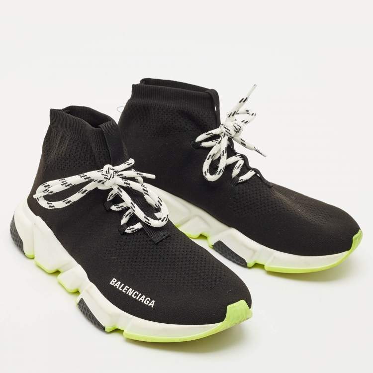 Pre Owned Balenciaga Black Knit Fabric Speed Trainer Sneakers Size 40