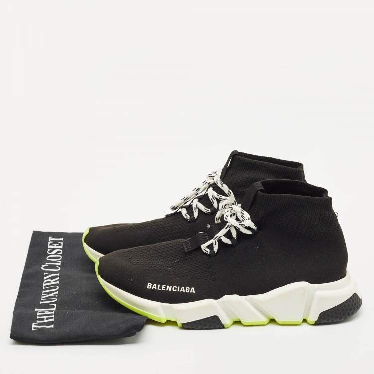 Pre Owned Balenciaga Black Knit Fabric Speed Trainer Sneakers Size 40