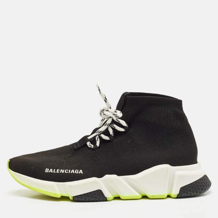 Pre Owned Balenciaga Black Knit Fabric Speed Trainer Sneakers Size 40