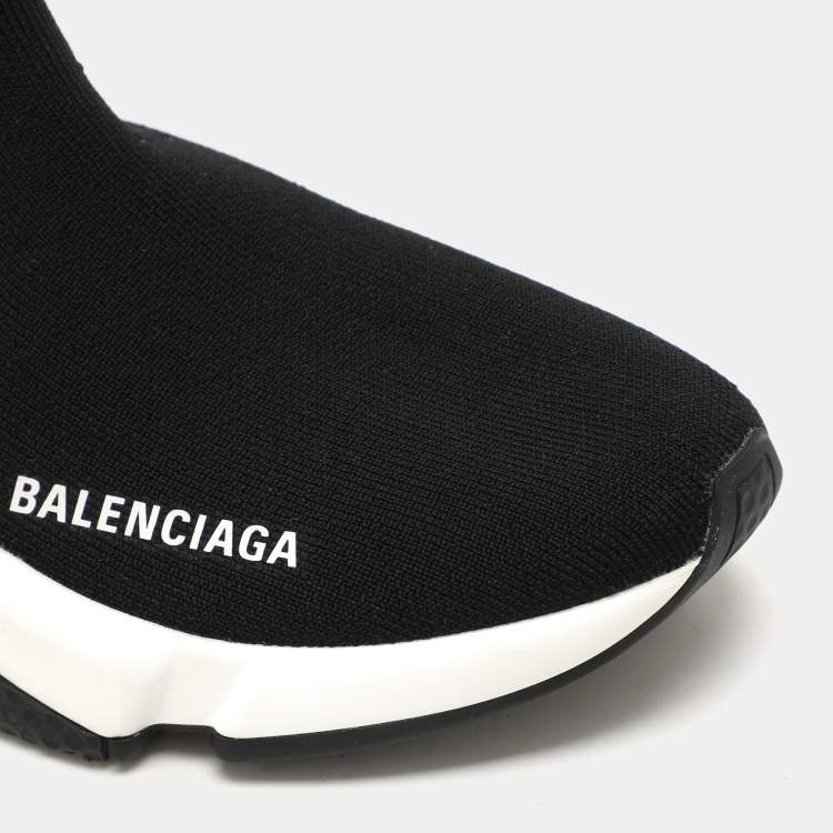Pre Owned Balenciaga Black Knit Fabric Speed High Top Sneakers Size 36