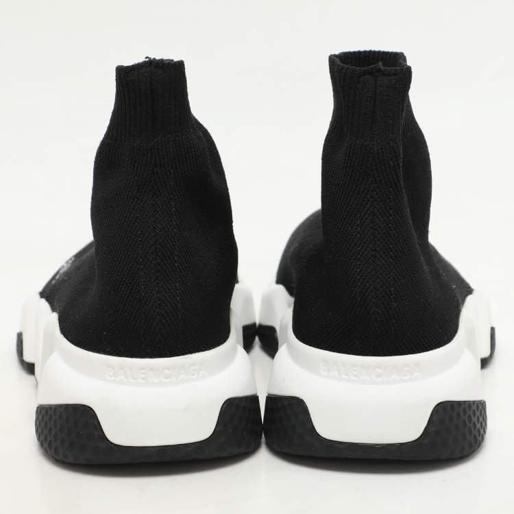 Pre Owned Balenciaga Black Knit Fabric Speed High Top Sneakers Size 36