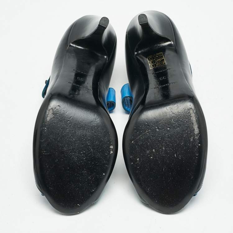 Pre Owned Balenciaga Multicolor Leather Thick Strap Pumps Size 39
