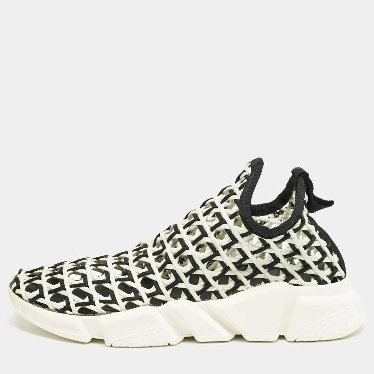 Pre Owned Balenciaga Blue/Black Woven Fabric Speed Slip On Sneakers Size 40