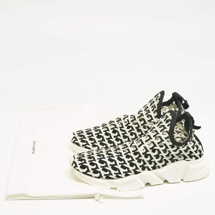 Pre Owned Balenciaga Blue/Black Woven Fabric Speed Slip On Sneakers Size 40