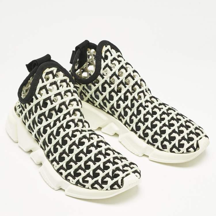 Pre Owned Balenciaga Blue/Black Woven Fabric Speed Slip On Sneakers Size 40