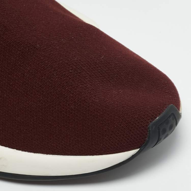 Pre Owned Balenciaga Burgundy Knit Fabric Speed Trainer Slip On Sneakers Size 39