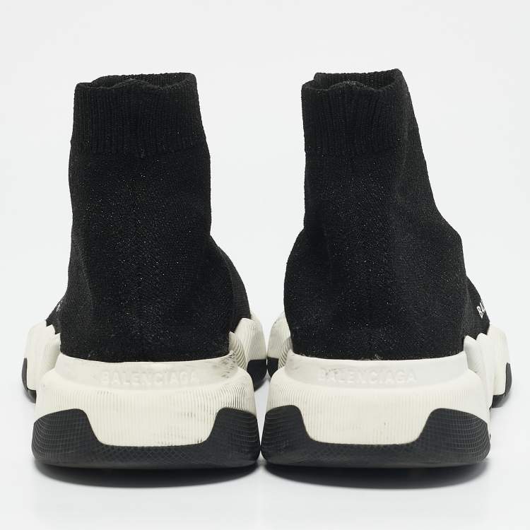 Pre Owned Balenciaga Black Knit Fabric Speed High Top Sneakers Size 39