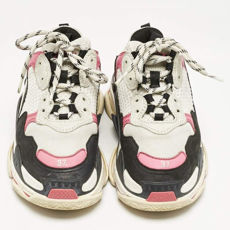 Pre Owned Balenciaga Multicolor Mesh and Nubuck Leather Triple S Sneakers Size 37