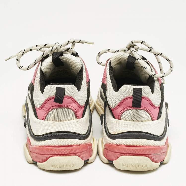 Pre Owned Balenciaga Multicolor Mesh and Nubuck Leather Triple S Sneakers Size 37