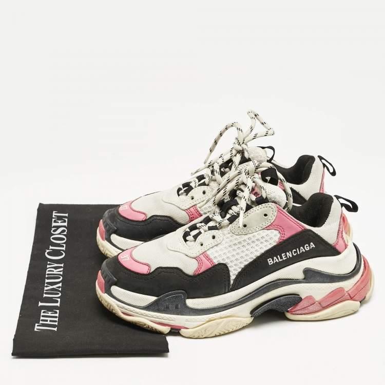 Pre Owned Balenciaga Multicolor Mesh and Nubuck Leather Triple S Sneakers Size 37