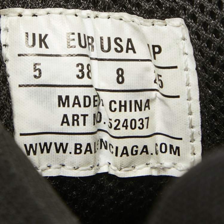 Pre Owned Balenciaga Black Faux Leather and Mesh Triple S Sneakers Size 38