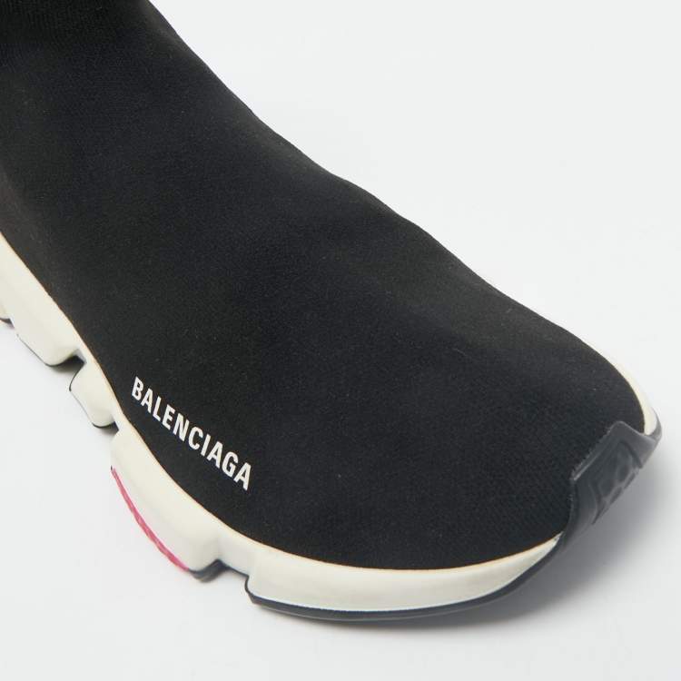 Pre Owned Balenciaga Black  Knit Fabric Speed Trainer High Top Sneakers Size 41