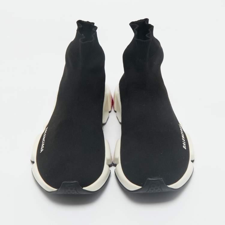Pre Owned Balenciaga Black  Knit Fabric Speed Trainer High Top Sneakers Size 41