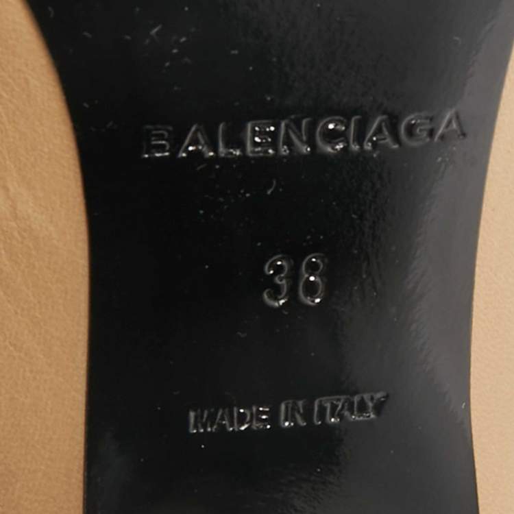 Pre Owned Balenciaga Beige Leather Pointed Toe  Mules Size 38