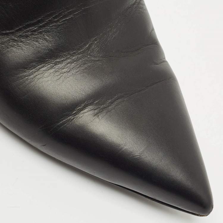 Pre Owned Balenciaga Black Leather Bistrot Mules Size 38