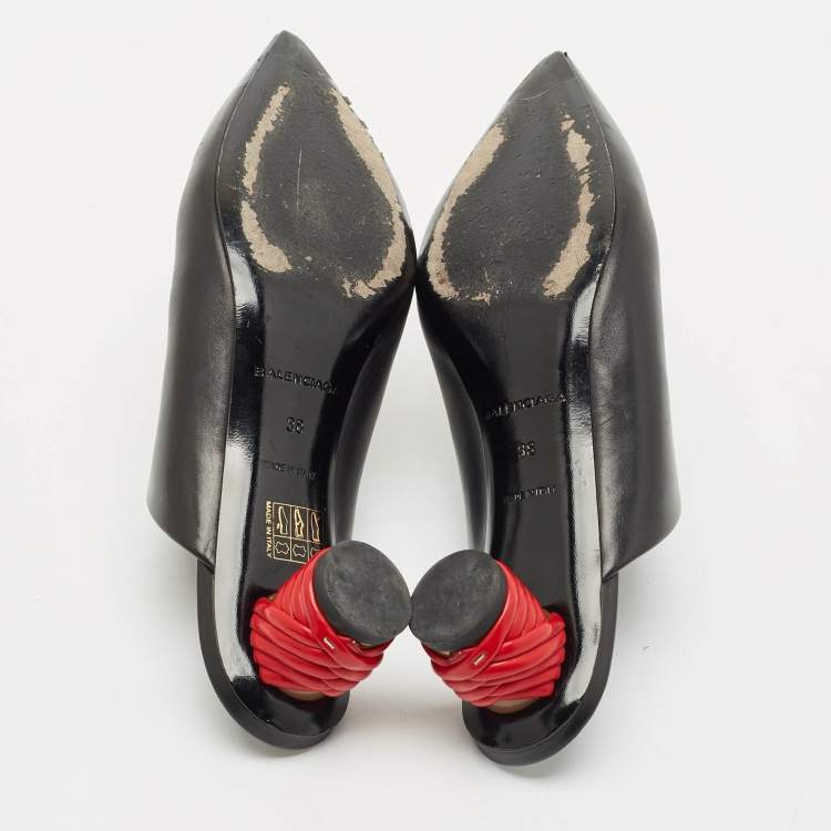 Pre Owned Balenciaga Black Leather Bistrot Mules Size 38