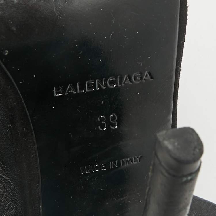 Pre Owned Balenciaga Black Leather Open Toe Glove Slingback Sandals Size 39