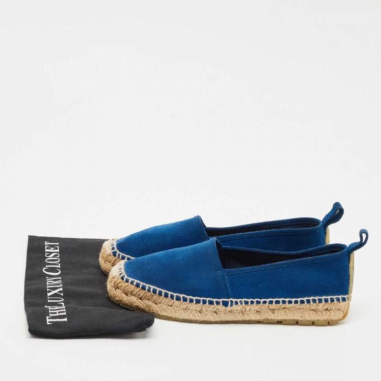 Pre Owned Balenciaga Blue Suede Espadrille Flats Size 40