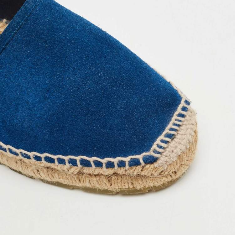 Pre Owned Balenciaga Blue Suede Espadrille Flats Size 40