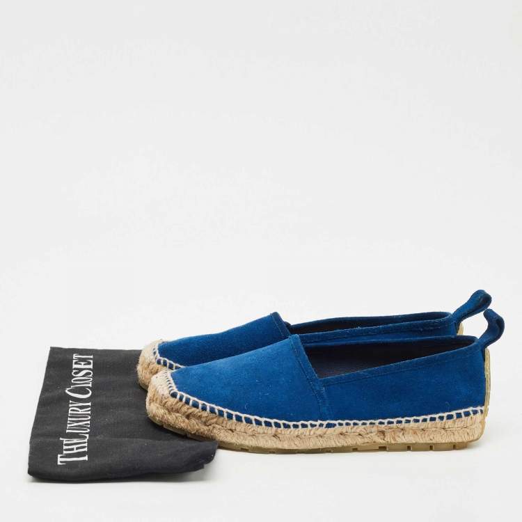Pre Owned Balenciaga Blue Suede Espadrille Flats Size 38