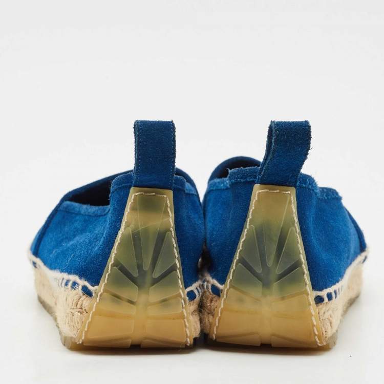 Pre Owned Balenciaga Blue Suede Espadrille Flats Size 38