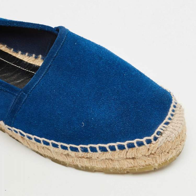 Pre Owned Balenciaga Blue Suede Espadrille Flats Size 38