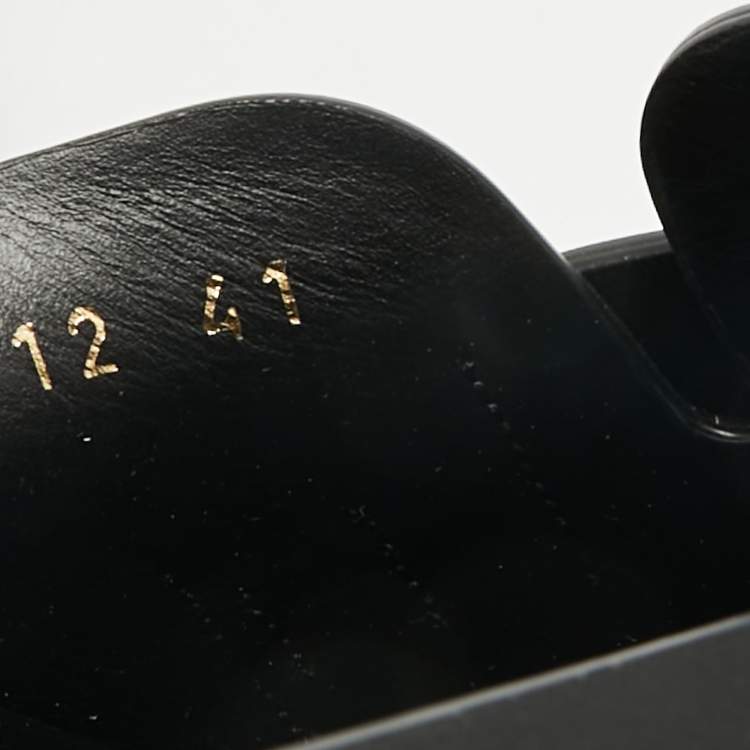 Pre Owned Balenciaga Black Leather Buckle Sunday Flat Mules Size 41