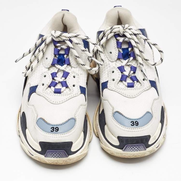 Pre Owned Balenciaga Multicolor Faux Leather and Mesh Triple S Lace Up Sneakers Size 39
