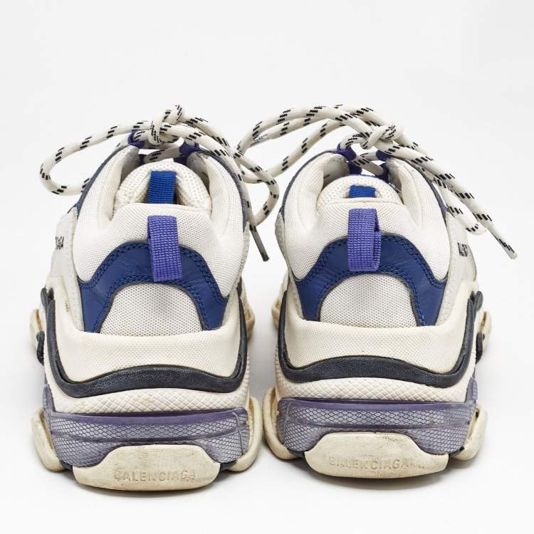 Pre Owned Balenciaga Multicolor Faux Leather and Mesh Triple S Lace Up Sneakers Size 39