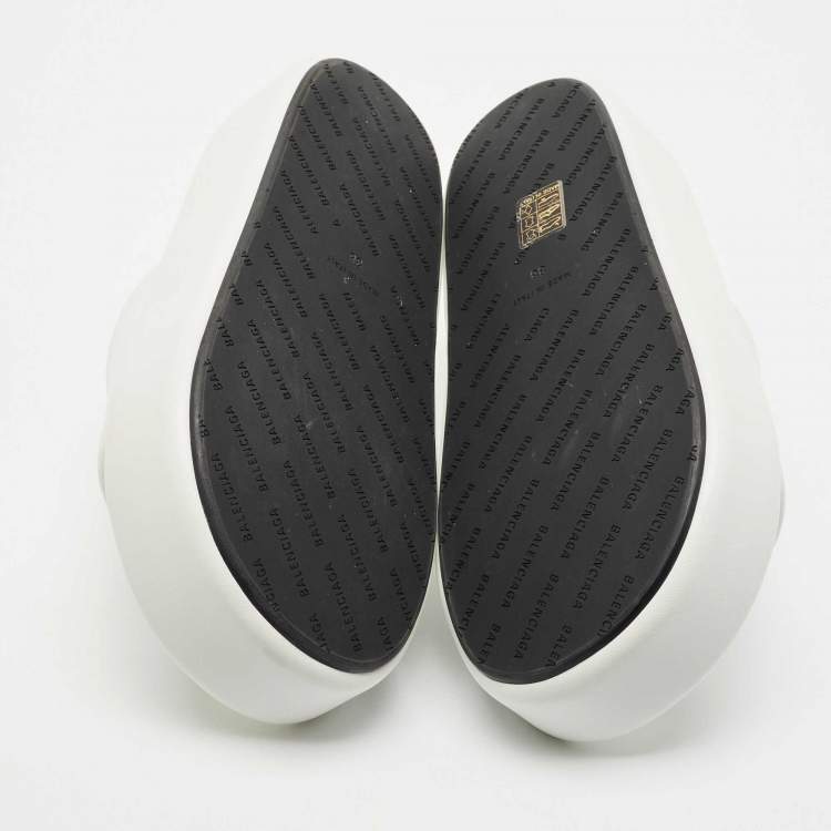 Pre Owned Balenciaga White Leather Rise Platform Slide Sandals Size 38
