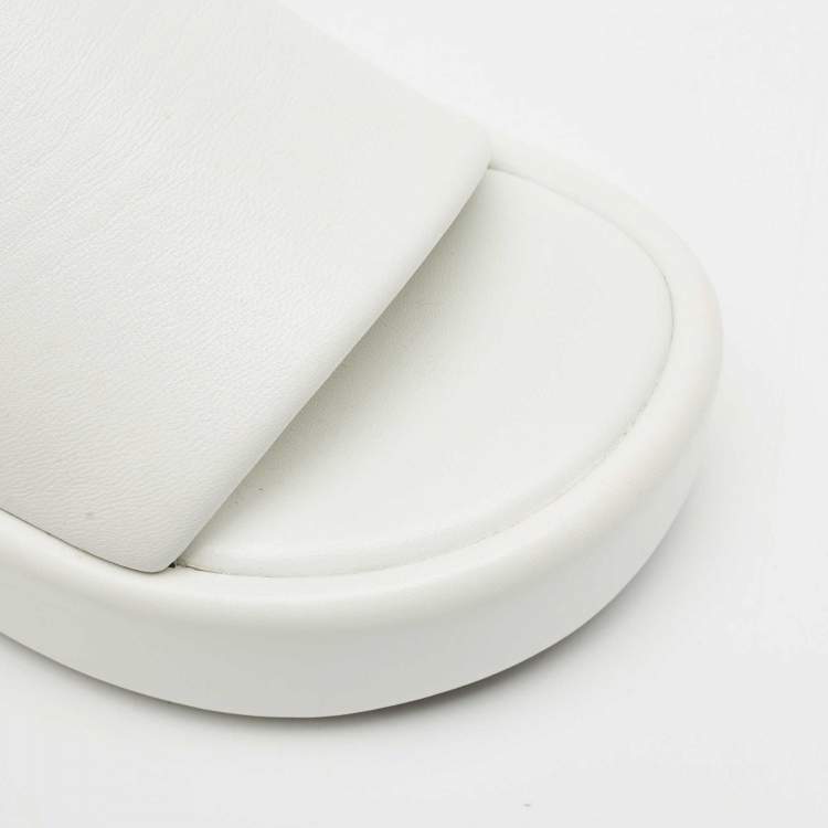 Pre Owned Balenciaga White Leather Rise Platform Slide Sandals Size 38