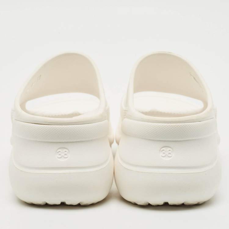 Pre Owned Balenciaga x Crocs White Rubber Pool Slides Size 38