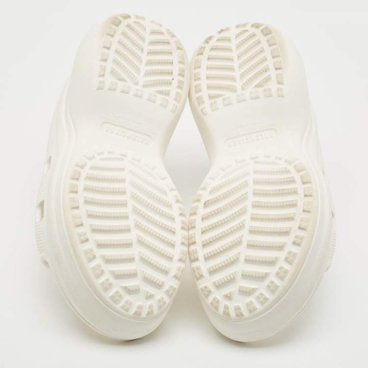 Pre Owned Balenciaga x Crocs White Rubber Pool Slides Size 38