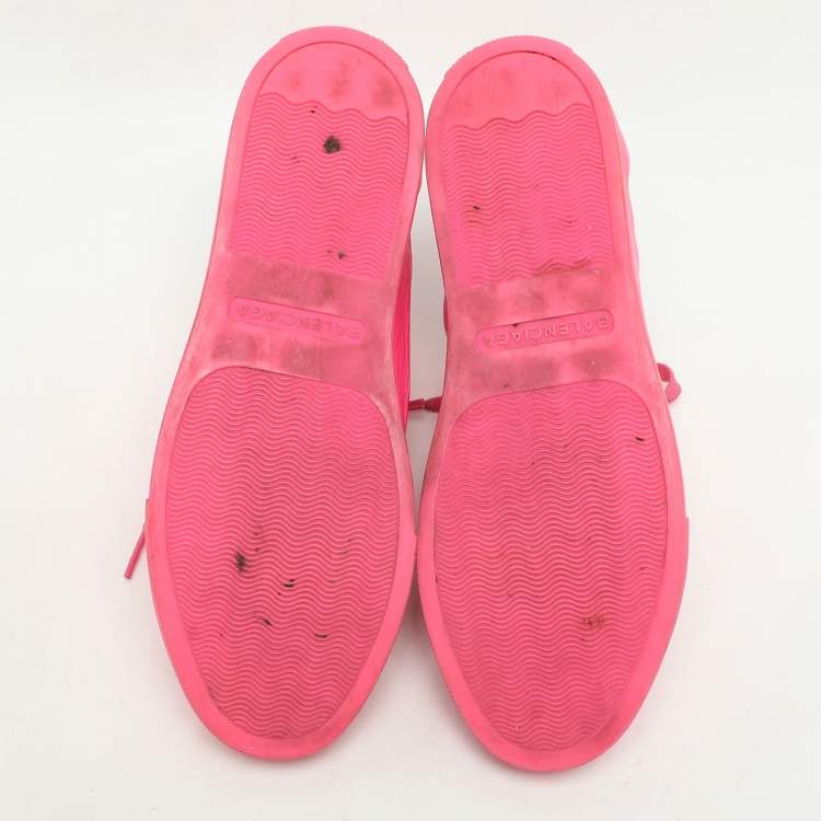 Pre Owned Balenciaga Pink Leather Arena Low Top Sneakers Size 38