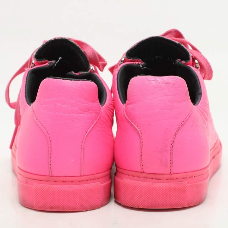 Pre Owned Balenciaga Pink Leather Arena Low Top Sneakers Size 38