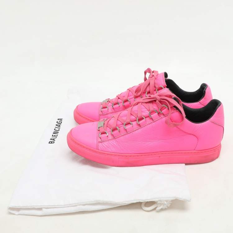 Pre Owned Balenciaga Pink Leather Arena Low Top Sneakers Size 38
